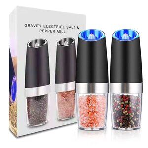 🔥2 Pack Gravity Electric Salt and Pepper Grinder Mill Shaker Adjustable Auto🔥